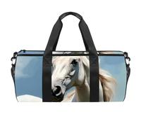 Borse da palestra per donna,borsone da viaggio,Animale da fattoria Cavallo bianco,borsa da palestra per uomo