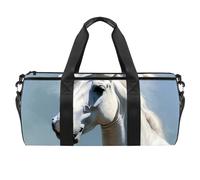 Borse da palestra per donna,borsone da viaggio,Animale da fattoria Cavallo bianco,borsa da palestra per uomo