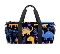 Borse da palestra per donna,borsone da viaggio,dinosauro del fumetto fiore colorato,borsa da palestra per uomo