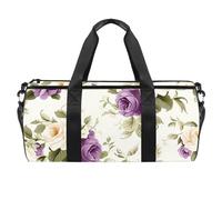 Borse da palestra per donna,borsone da viaggio,fiore bianco viola floreale,borsa da palestra per uomo