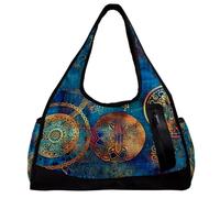 Borse da palestra per donna,borsone da viaggio,Fiore della mandala dell'acquerello dell'annata,borsa da palestra per uomo