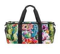 Borse da palestra per donna,borsone da viaggio,fiore di cactus dell'acquerello,borsa da palestra per uomo