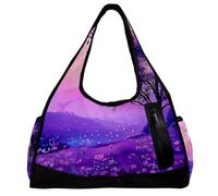 Borse da palestra per donna,borsone da viaggio,fiore viola albero cielo lavanda,borsa da palestra per uomo