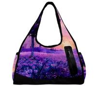 Borse da palestra per donna,borsone da viaggio,fiore viola albero cielo lavanda,borsa da palestra per uomo