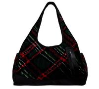 Borse da palestra per donna,borsone da viaggio,Motivo tartan classico Griglia verde scuro,borsa da palestra per uomo