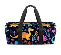 Borse da palestra per uomo,borsoni da viaggio per donna,dinosauro del fumetto fiore colorato,borsa da allenamento