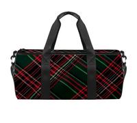 Borse da palestra per uomo,borsoni da viaggio per donna,Motivo tartan classico Griglia verde scuro,borsa da allenamento