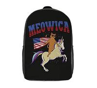 Borse Da Scuola Patriottico Uni-Corn Cat Zaino L'Uso Quotidiano Daypack Casual Zaino Scuola Per Trekking, Compleanno, Studenti, 43X32X14Cm