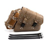 Borse da sella per moto - Borsa laterale triangolare in PU in pelle marrone, con grande capacità e portabottiglie per acqua - Lato destro