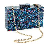 Borse da sera da donna in acrilico multicolore borse e borse a tracolla borsa a tracolla formale matrimonio ballo di fine anno, Blu misto, Taglia unica