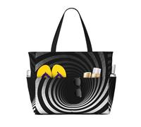 Borse da spiaggia a tunnel a spirale bianche e nere per donna, grandi, impermeabili, anti-sabbia, borsa da spiaggia leggera, borsa da viaggio per palestra, vacanze.