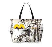 Borse da spiaggia con immagine di albero e calligrafia cinese per donna, grandi, impermeabili, anti-sabbia, borse da spiaggia, borse da piscina, borse leggere con cerniera, borse da viaggio per palest