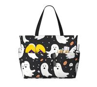 Borse da spiaggia con simpatici fantasmi di Halloween per donna, grandi, impermeabili, antisabbia, borsa da spiaggia, borsa da piscina, borse leggere con cerniera per palestra, viaggi e vacanze.