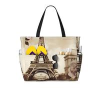 Borse da spiaggia vintage con farfalle e Torre Eiffel di Parigi per donna, grandi, impermeabili, anti-sabbia, borsa da spiaggia leggera, borsa da viaggio per palestra, vacanze.