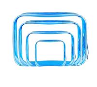 Borse da toilette 1PC Borsa cosmetica da donna Borsa da trucco trasparente Borsa da toilette in PVC con cerniera trasparente Borsa da viaggio for il trucco(Blue,L)