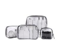 Borse da toilette 1PC Borsa cosmetica da donna Borsa da trucco trasparente Borsa da toilette in PVC con cerniera trasparente Borsa da viaggio for il trucco(Black,M)