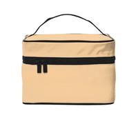 Borse da toilette beige della borsa di trucco della stampa, borse cosmetiche sveglie per le donne, grande borsa dell'organizzatore di trucco di viaggio