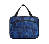 Borse da toilette da appendere con motivo irregolare blu scuro per viaggiare con gancio, kit da barba essenziale di design per le donne in viaggio crociere maletín para maquillaje L