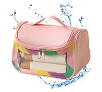 Borse da toilette da viaggio da donna, borsa organizer trasparente impermeabile per cosmetici - Borsa per cosmetici da viaggio, borsa per cosmetici visibile per il fine settimana, Rosa, Refer to