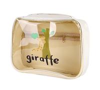 Borse da toilette trasparenti Borse per il trucco trasparenti portatili di grande capacità in pelle PU bella plastica per le donne per il bagno (Beige)