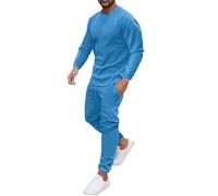 Borse da Viaggio 2 Pezzi Abbigliamento Uomo Casual Girocollo Muscolare Manica Lunga Vestibilità Classica Pantaloni Jogging Tuta Gatti Vestito Bambini, Blu, 3XL