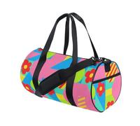 Borse da viaggio colorate con fiori rossi forme geometriche borse da viaggio borsa da viaggio per allenamento multifunzionale