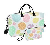 Borse da viaggio colorate con uova di Pasqua felici vettoriali borse da viaggio borsa da palestra grande borsa da palestra con borsa da viaggio set da 2 pezzi, Uova Di Pasqua Felice Colorate Vettori,