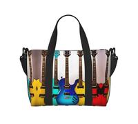 Borse da viaggio colorate per chitarre, borsa da viaggio per donne, borsa sportiva da palestra, borsone da allenamento, durante la notte, Nero , Taglia unica