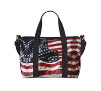 Borse da viaggio con bandiera americana dei pompieri, borsa da viaggio da donna, borsa da palestra sportiva, borsone da allenamento, durante la notte, Nero , Taglia unica