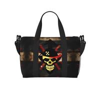Borse da viaggio con bandiera pirata, borsa da viaggio per donne, borsa da palestra sportiva, borsone da allenamento, durante la notte, nero, Taglia unica