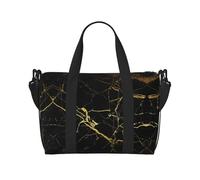 Borse da viaggio con carta da parati nera dorata, borsa da viaggio per donne, borsa da palestra sportiva, borsone da allenamento, durante la notte, Nero , Taglia unica