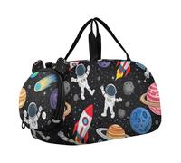 Borse da viaggio con fiori gialli floreali azzurri per ragazze borse da viaggio per bambini borse da weekend da portare su borsone per ragazzi borsa da ballo sportiva, Carino Spazio Pianeti Astronauti