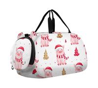 Borse da viaggio con fiori gialli floreali azzurri per ragazze borse da viaggio per bambini borse da weekend da portare su borsone per ragazzi borsa da ballo sportiva, Rosso Carino Maiali Santa Bianco