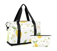 Borse da viaggio con foglia di limone gialla Borsa da viaggio per la notte con borsa da viaggio in aereo multifunzione, Limone giallo e foglia, taglia 1, Limone giallo e foglia, 1 size