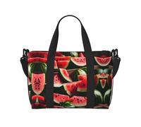 Borse da viaggio con frutta fresca anguria, borsa da viaggio per donne, borsa da palestra sportiva, borsone da allenamento, durante la notte, Nero , Taglia unica