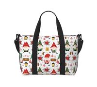 Borse da viaggio con gnomo carino, borsa da viaggio per donne, borsa da palestra sportiva, borsone da allenamento, durante la notte, nero, Taglia unica