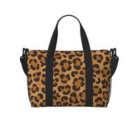 Borse da viaggio con leopardo giallo, borsa da viaggio per donne, borsa da palestra sportiva, borsone da allenamento, durante la notte, Nero , Taglia unica