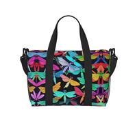 Borse da viaggio con libellule, borsa da viaggio da donna, borsa da palestra sportiva, borsone da allenamento, durante la notte, nero, Taglia unica