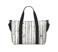 Borse da viaggio con stampa albero di betulla Weekender per le donne, borsa da trasporto leggera, borsa per oggetti personali, Nero , Taglia unica