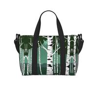 Borse da viaggio con stampa di alberi di betulla Weekender per le donne, borsa da trasporto leggera, borsa per oggetti personali, Nero , Taglia unica