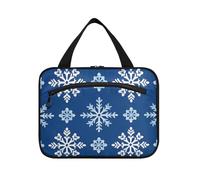 Borse da viaggio da appendere blu alla moda con fiocco di neve per articoli da toeletta da donna con gancio, borse cosmetiche impermeabili di design per accessori per donna palestra maleta para