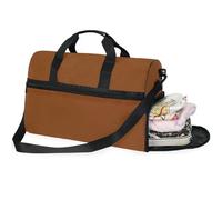 Borse da viaggio da donna, colore arancione e rosso, borsa da viaggio per weekend, borsone con scomparto per scarpe, Sella marrone., 20.5×13.6×10 inches