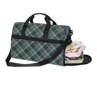 Borse da viaggio da donna con motivo scozzese verde a scacchi borsone da viaggio da donna borsa da notte con scomparto per scarpe, Fiori del pensiero Verde_2, 20.5×13.6×10 inches