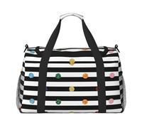 Borse da viaggio da donna, con stampa a pois arcobaleno glitterati, a righe bianche e nere, borsa da viaggio, accessori da viaggio, Nero , Taglia unica