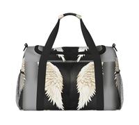 Borse da viaggio da donna, con stampa di piume d'angelo, borsa da viaggio, borsa da viaggio, borsa da viaggio, accessori da viaggio, Nero , Taglia unica