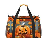 Borse da viaggio da donna, con stampa di zucca, con foglie autunnali, per il giorno del Ringraziamento, borsa da viaggio, accessori da viaggio, Nero , Taglia unica