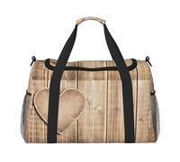 Borse da viaggio da donna, in legno, con stampa a cuore, borsa da viaggio, borsa da viaggio, accessori da viaggio, Nero , Taglia unica