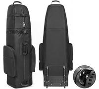 Borse da viaggio da golf con ruote, in tessuto Oxford 900D resistente, resistente all'usura, con custodia extra, leggera e portatile, per compagnie aeree, facile da riporre, Nero, 43 cm x 34 cm x 140
