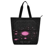 Borse da viaggio decorative per bambini, ragazzi e ragazze, borsa per la spesa gotica rosa pianeta astrologia borsa per la spesa impermeabile riutilizzabile con cerniera per lo shopping, la spiaggia