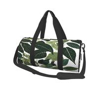 Borse da viaggio di grande capacità con foglie tropicali e borse sportive con manici ad anello per il fine settimana e borse rotonde possono essere utilizzate sia da uomini che da donne, Nero , Taglia